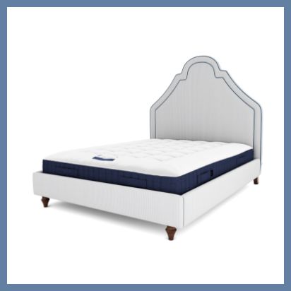 Light blue bed with blue trim