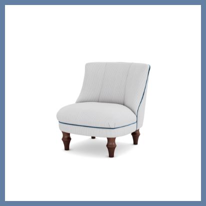 Light blue accent chair with blue piping