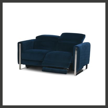blue velvet sofa with silver arms