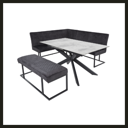 Monochrome Trend Landan table and corner
bench set