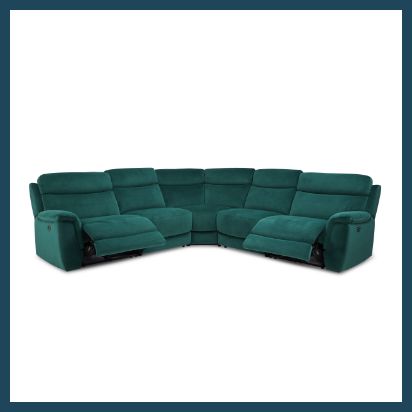 large green velvet recliner corner sofa