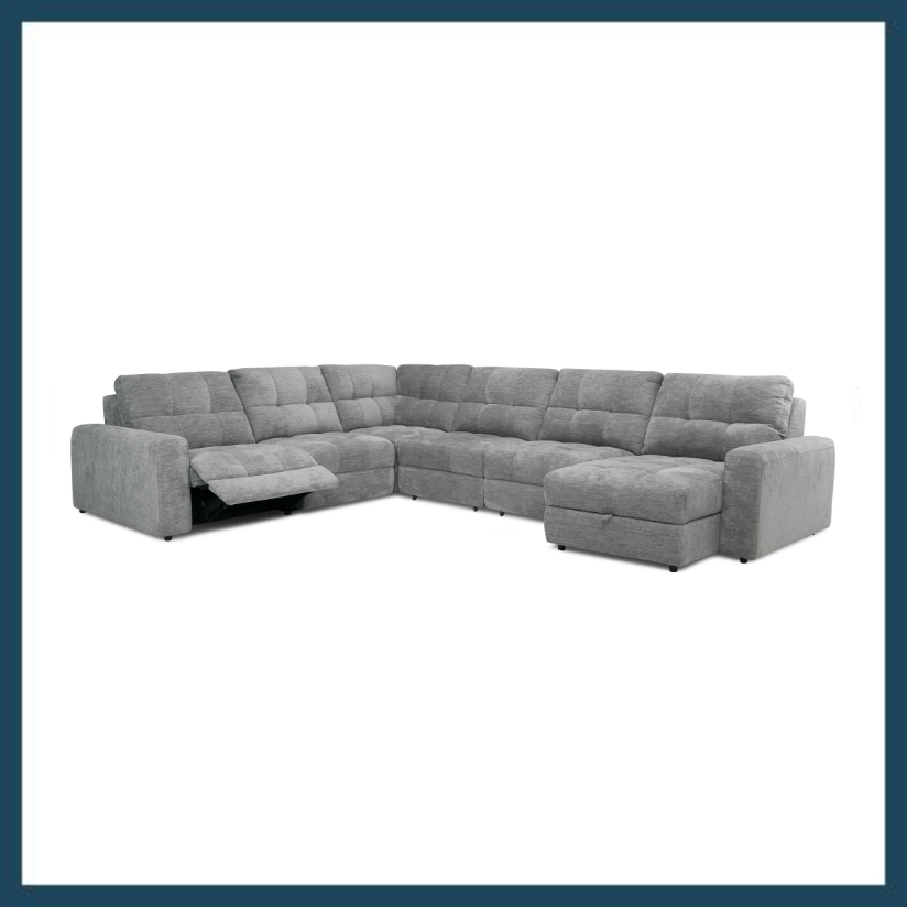 grey modular corner recliner sofa with chaise end 
