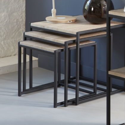 wood veneer care guide with corsica nest tables